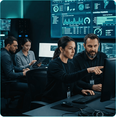 Migration control center and team monitoring cutover